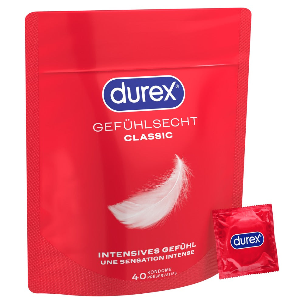 Durex Gefühlsecht Classic Kondome 40 St. – hauchzart & dünn | Transparent & komfortabel
