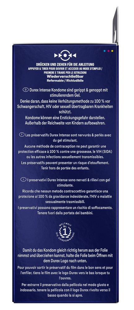 Durex Intense Orgasmic Kondome 22 St. – genoppt & gerippt, Desirex-Gel | Transparent & stimulierend