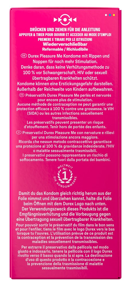 Durex Pleasure Me Kondome 40 St. – genoppt & gerippt, gefühlsecht | Transparent & stimulierend