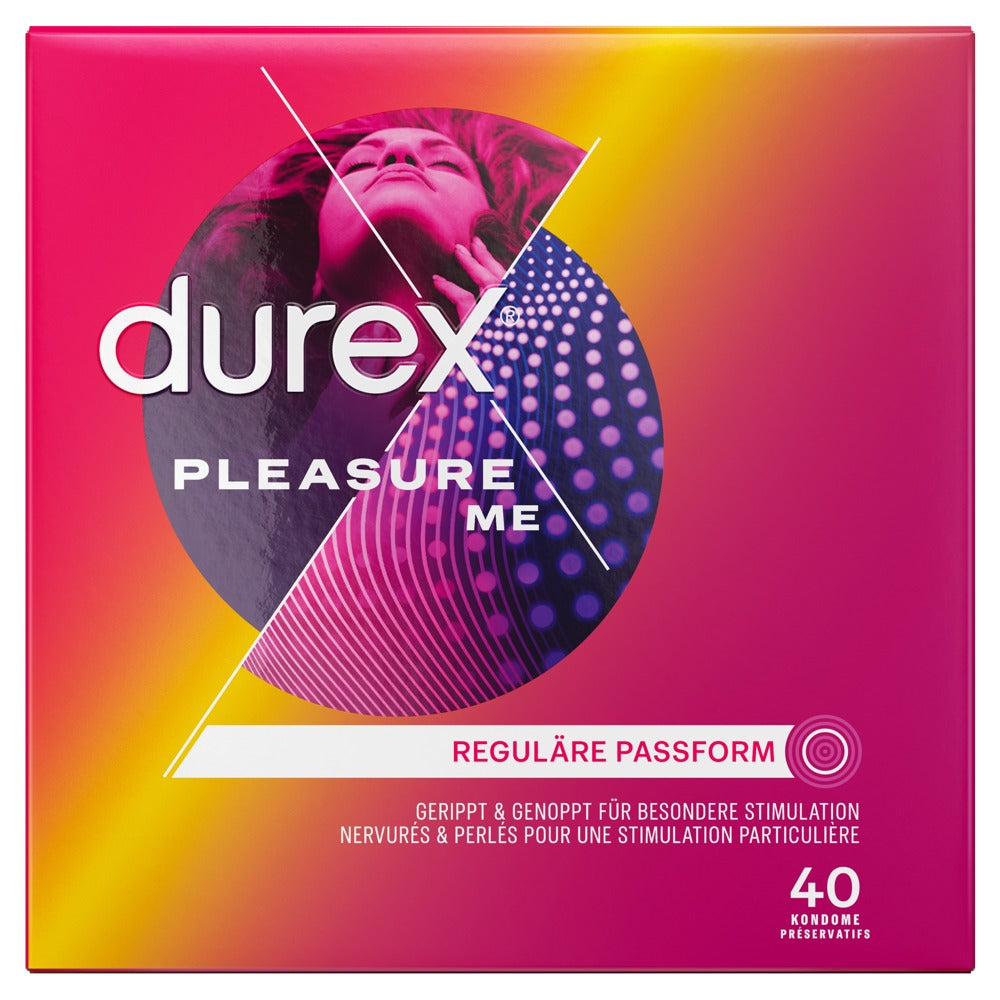 Durex Pleasure Me Kondome 40 St. – genoppt & gerippt, gefühlsecht | Transparent & stimulierend