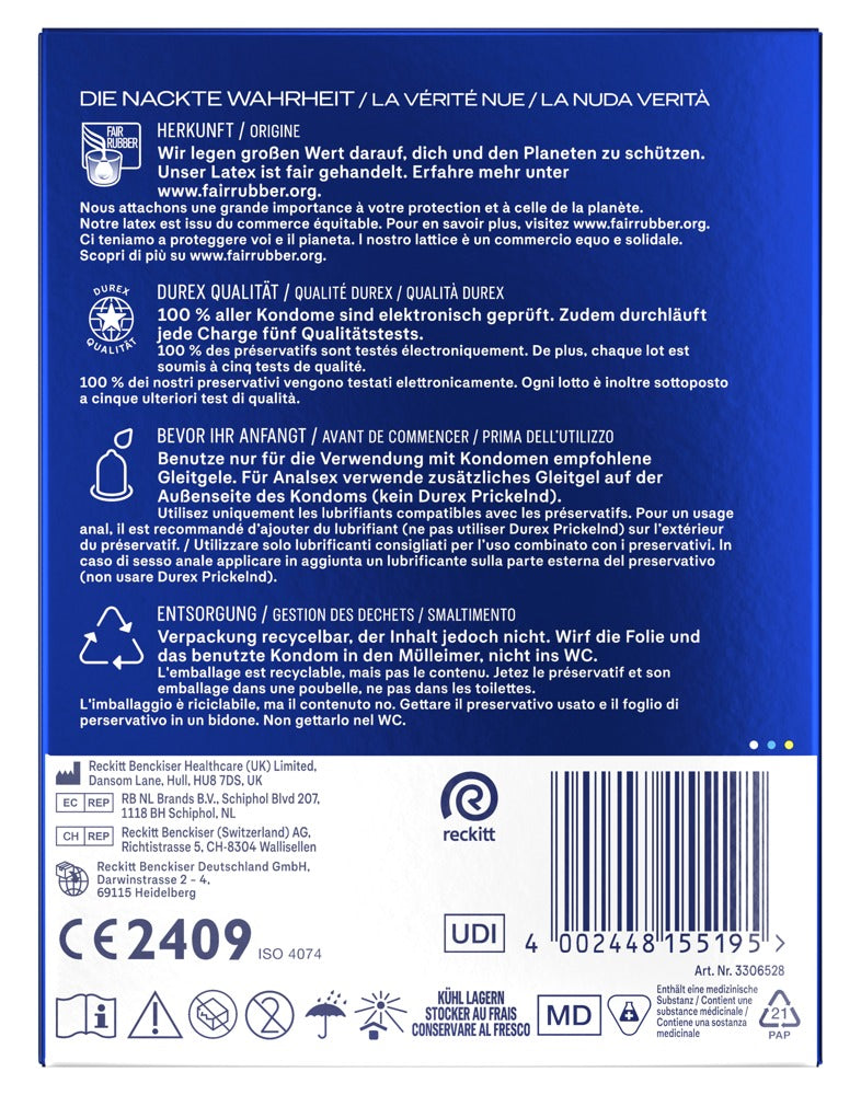 Durex Performa Kondome 40 St. – mit Benzocain, Verzögerung des Höhepunkts | Transparent & komfortabel