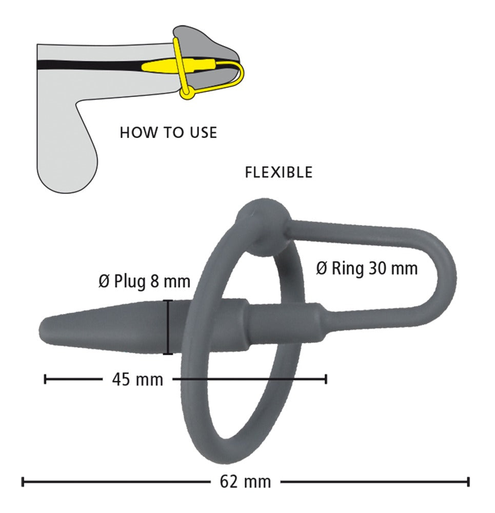 Penisplug with glans ring grey