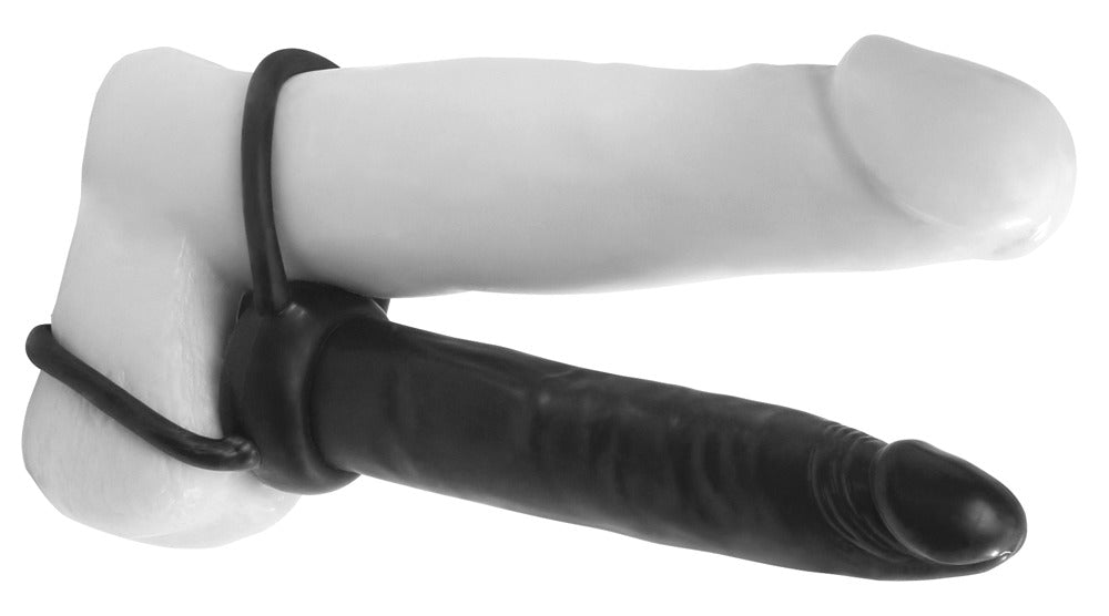 double trouble Penis- und Hodenring und biegsamer Analdildo in einem.