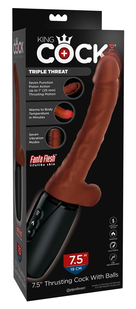 Naturgetreuer Penisvibrator 7,5“ Thrusting Cock with Balls