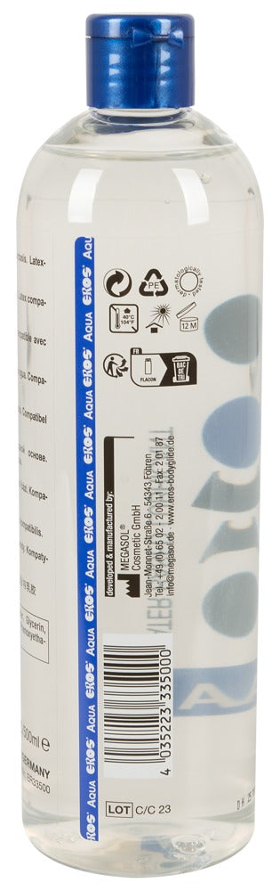 EROS Aqua 500 ml – Wasserbasiertes Gleitgel | Duftneutral, parfümfrei, latexsicher, ölfrei
