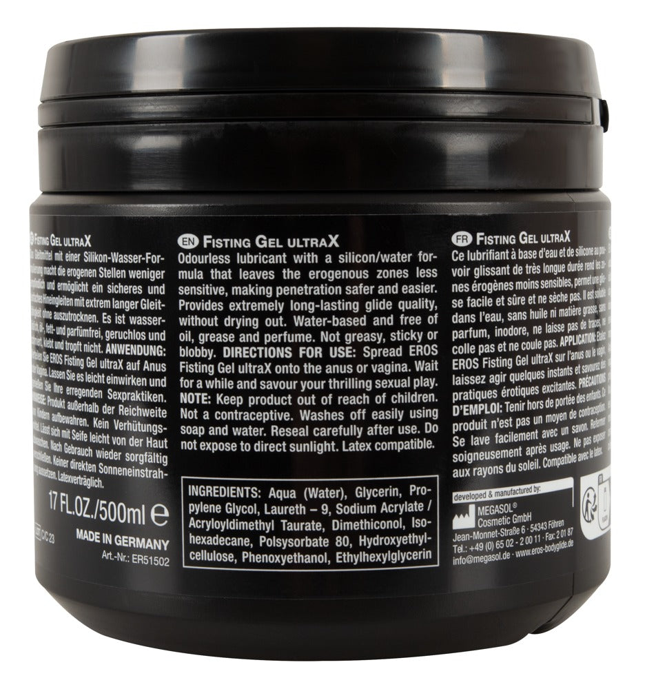 EROS Fisting Gel UltraX – 500 ml | Gleitgel mit Silikon-Wasser-Formel, extrem lang gleitfähig, geruchlos & latexverträglich