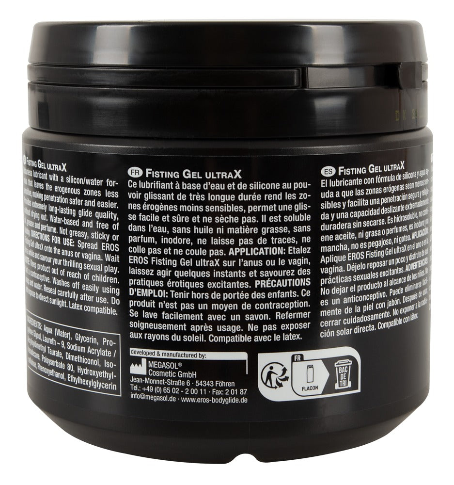 EROS Fisting Gel UltraX – 500 ml | Gleitgel mit Silikon-Wasser-Formel, extrem lang gleitfähig, geruchlos & latexverträglich