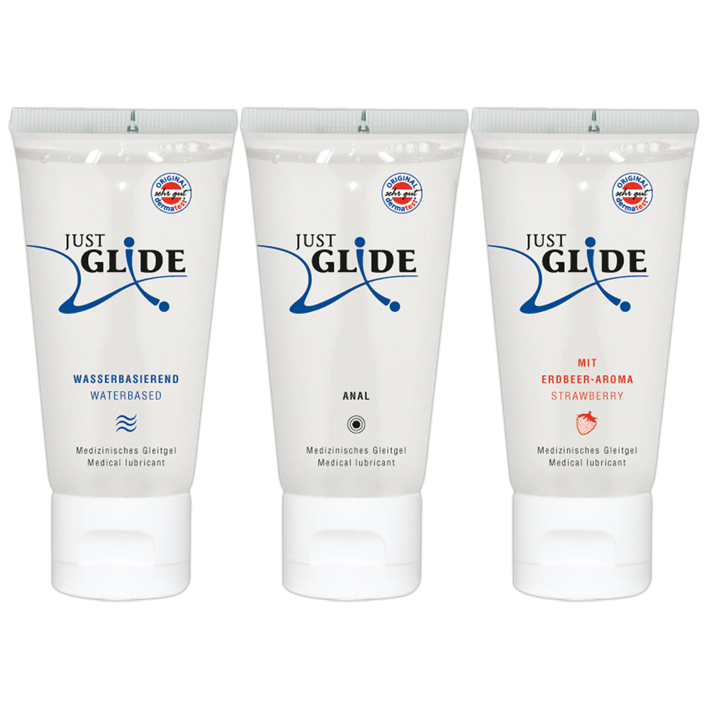 Just Glide Gleitgel 3er-Set je 50 ml – Waterbased, Anal & Toys | Vegan, wasserbasiert, latexsicher & toyfreundlich