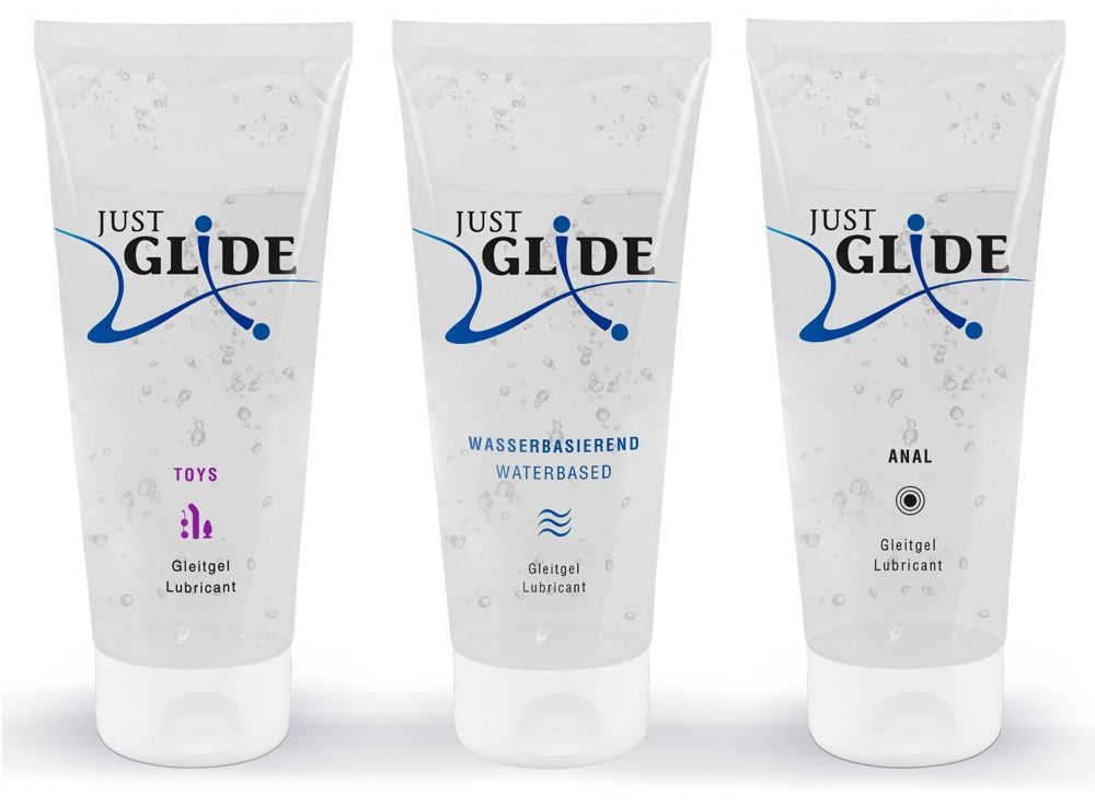 Just Glide Gleitgel 3er-Set je 200 ml – Waterbased, Anal & Toys | Vegan, wasserbasiert, latexsicher & toyfreundlich