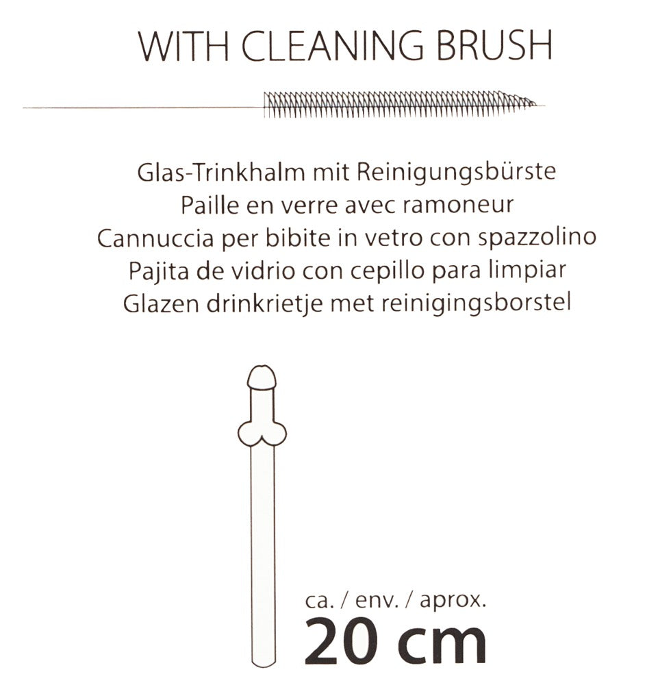 Glass Drinking Straw Willy – Lustige Penis-Strohhalme aus Glas im 4er Set | Mit Reinigungsbürste