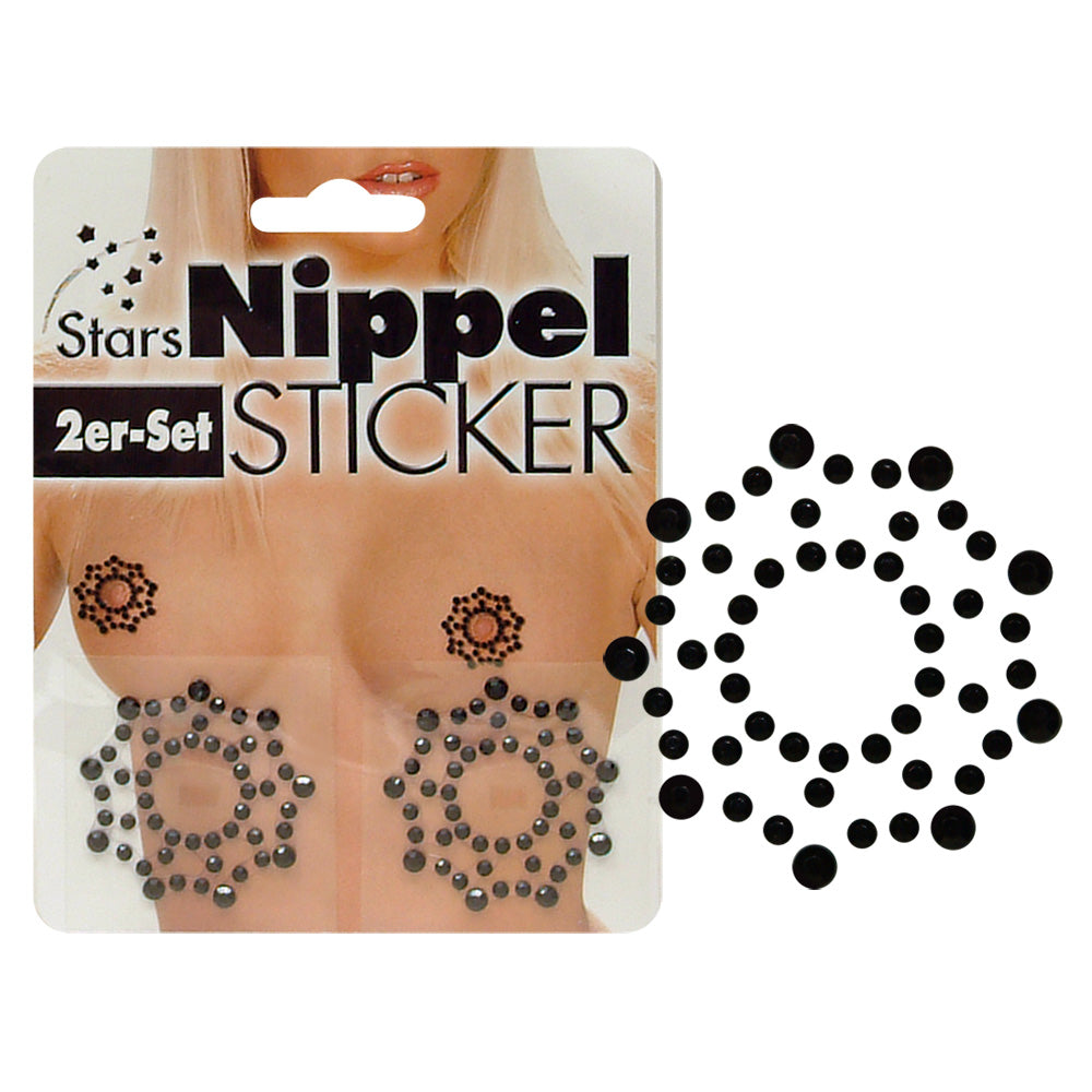 Nippelsticker Sternoptik – Nippelschmuck mit Strasssteinen | Hautfreundlicher Kleber & 2er-Set