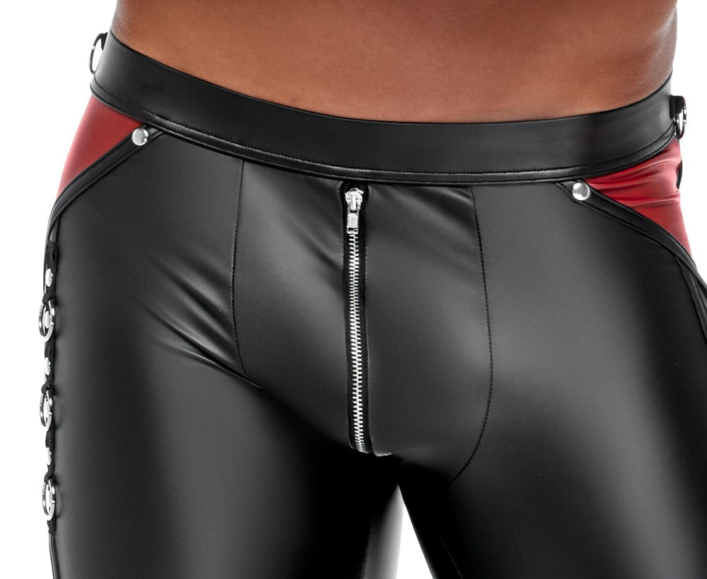 Herren Hose Schwarz/Rot S