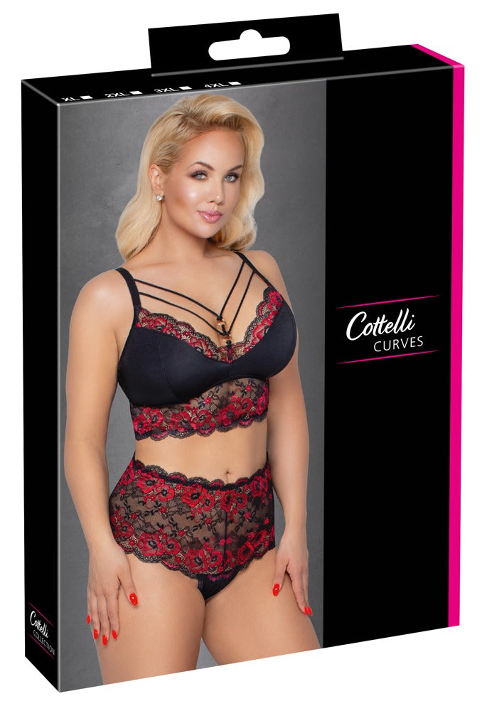 BH und Slip schwarz/rot 4XL