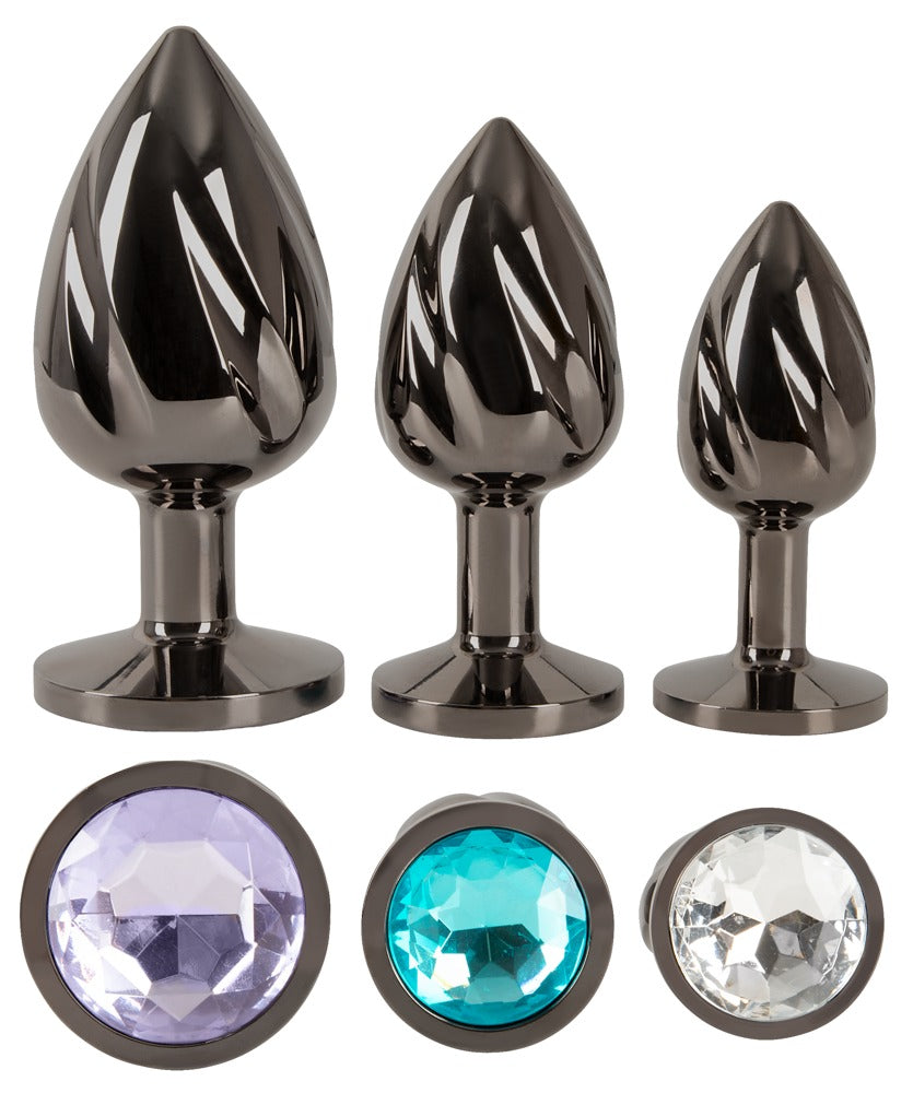 ANOS 3 Metall-Plugs Metal Butt Plug Set Diamo