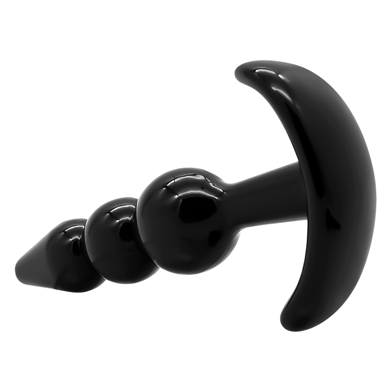 Ein Anal Plug Analbeads ergonomischin Schwarz aus TPE, mit Rückholflügel