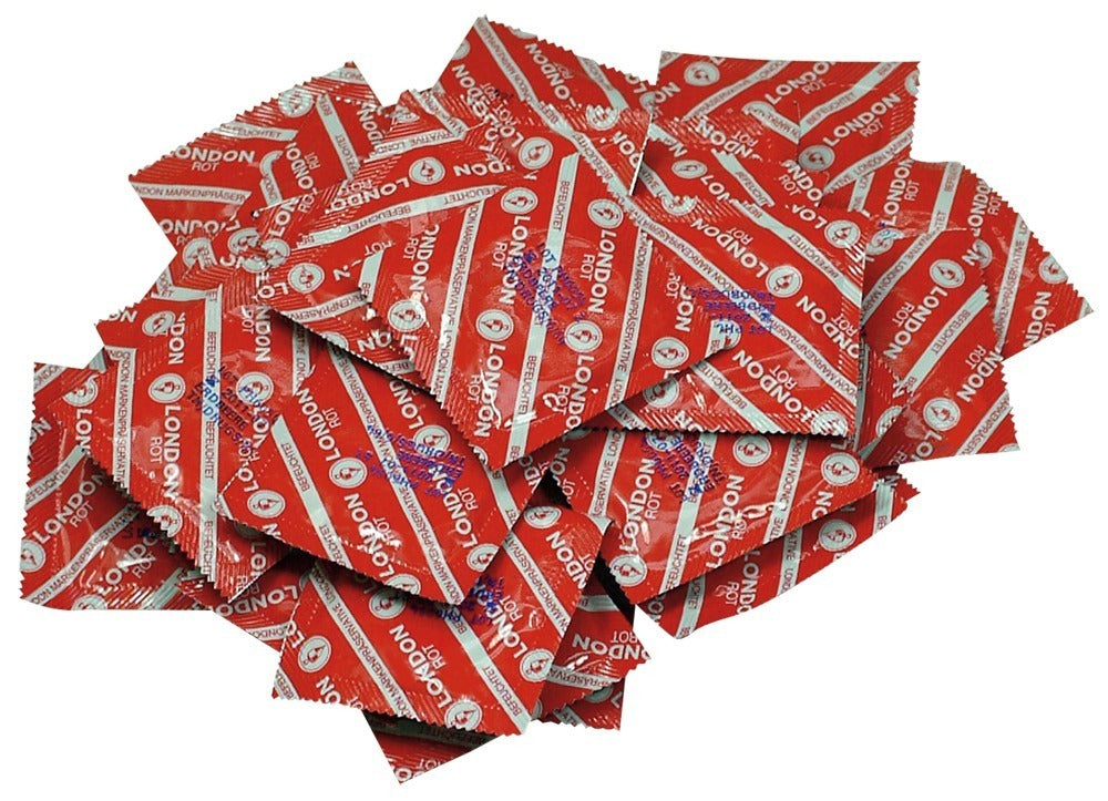 London Rote Kondome mit Erdbeeraroma – 100 Stück