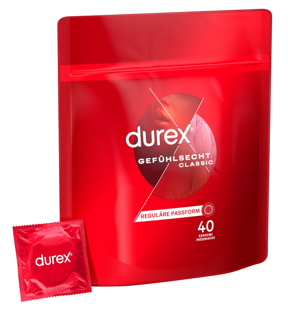 Durex Gefühlsecht Classic Kondome 40 St. – hauchzart & dünn | Transparent & komfortabel