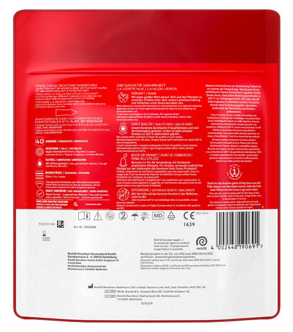 Durex Gefühlsecht Classic Kondome 40 St. – hauchzart & dünn | Transparent & komfortabel