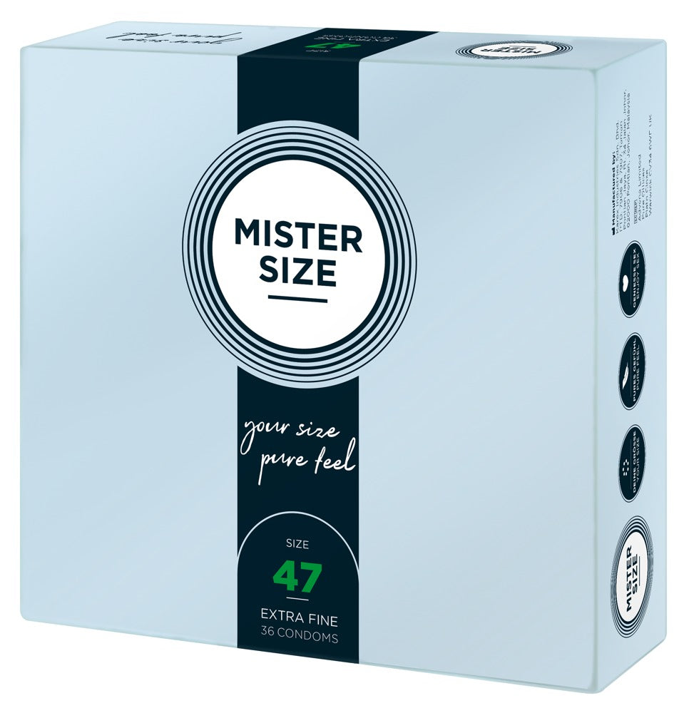 Mister Size Kondome 47 mm – 36 Stück | Maßgeschneiderte Passform, hauchdünn & vegan