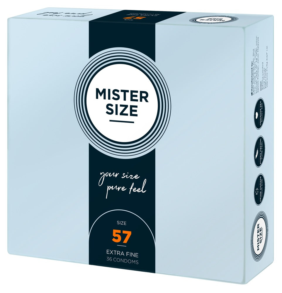 Mister Size Kondome 57 mm – 36 Stück | Transparent, hauchdünn, vegan