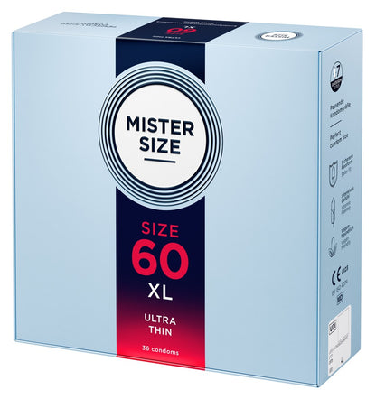 Mister Size Kondome 60 mm – 36 Stück | Transparent, hauchdünn, vegan
