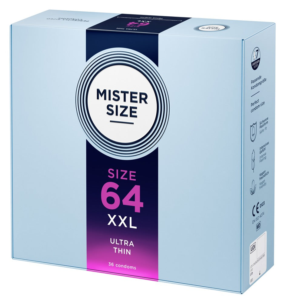 Mister Size Kondome 64 mm – 36 Stück | Transparent, hauchdünn, vegan