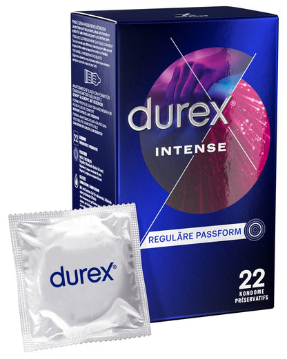 Durex Intense Orgasmic Kondome 22 St. – genoppt & gerippt, Desirex-Gel | Transparent & stimulierend
