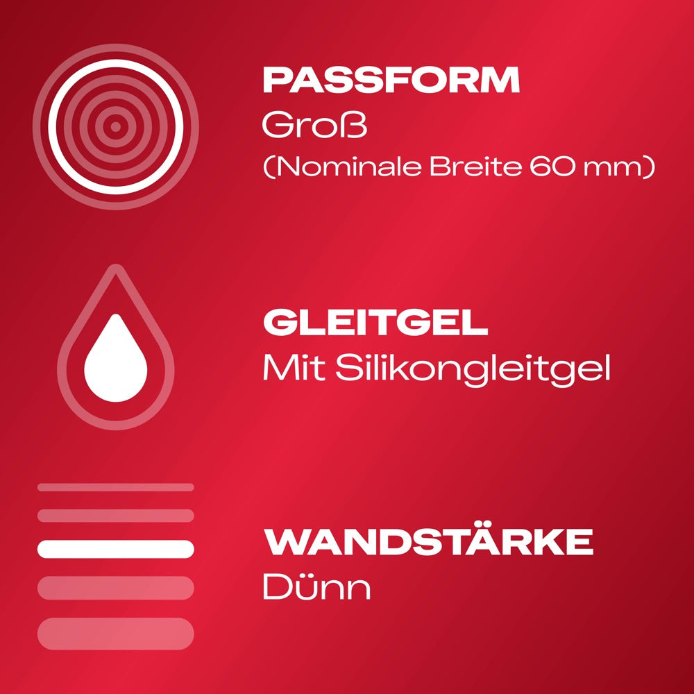 Durex Gefühlsecht XXL Kondome 30 St. – extra groß, dünn & komfortabel | Transparent & gefühlsecht