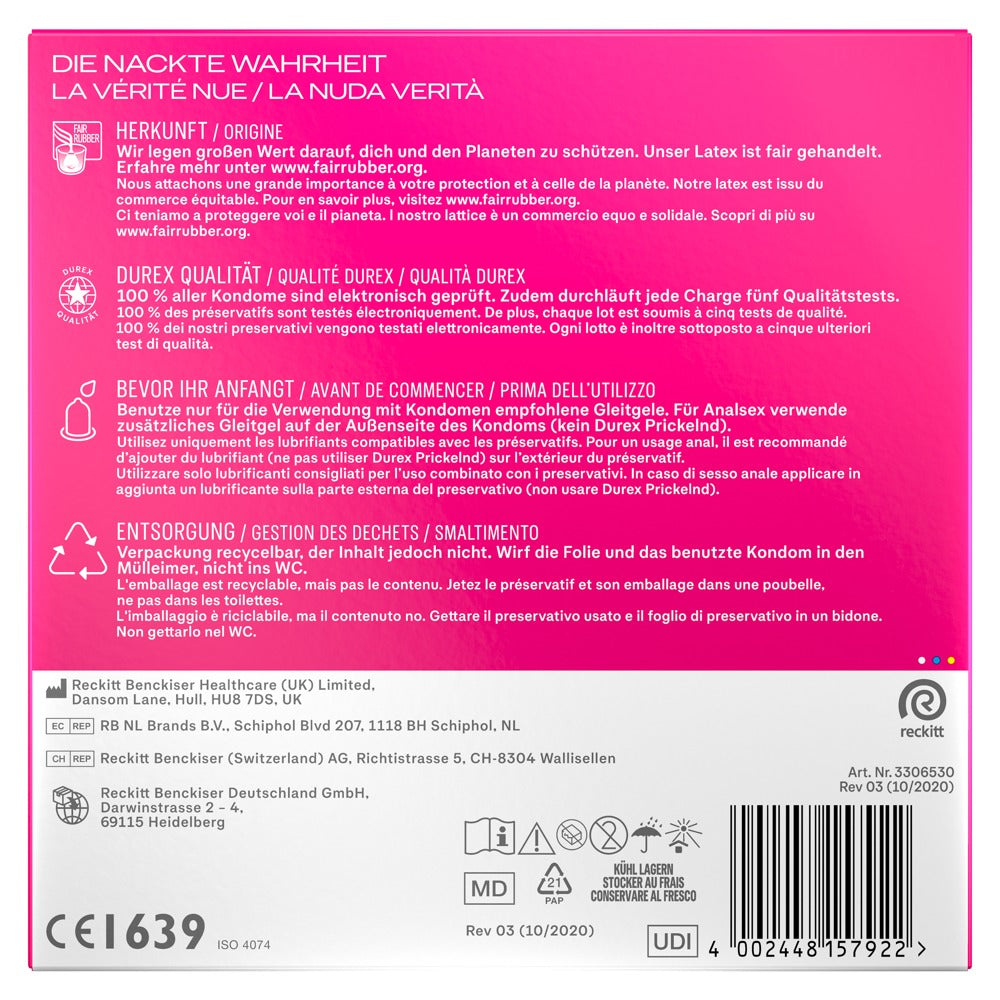 Durex Pleasure Me Kondome 40 St. – genoppt & gerippt, gefühlsecht | Transparent & stimulierend