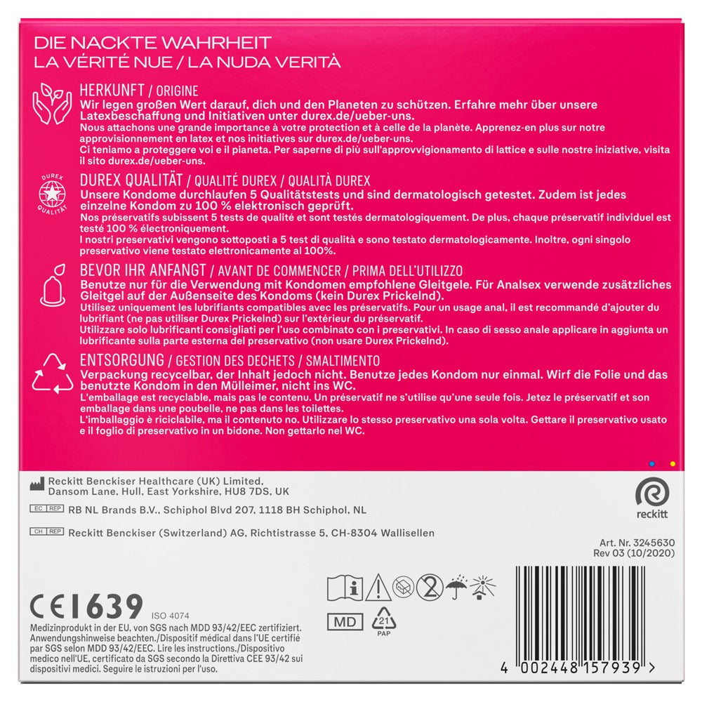 Durex Pleasure Me Kondome 40 St. – genoppt & gerippt, gefühlsecht | Transparent & stimulierend