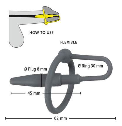 Penisplug with glans ring grey