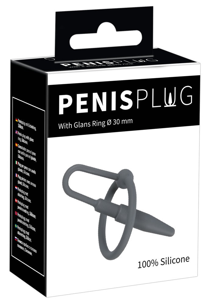 Penisplug with glans ring grey
