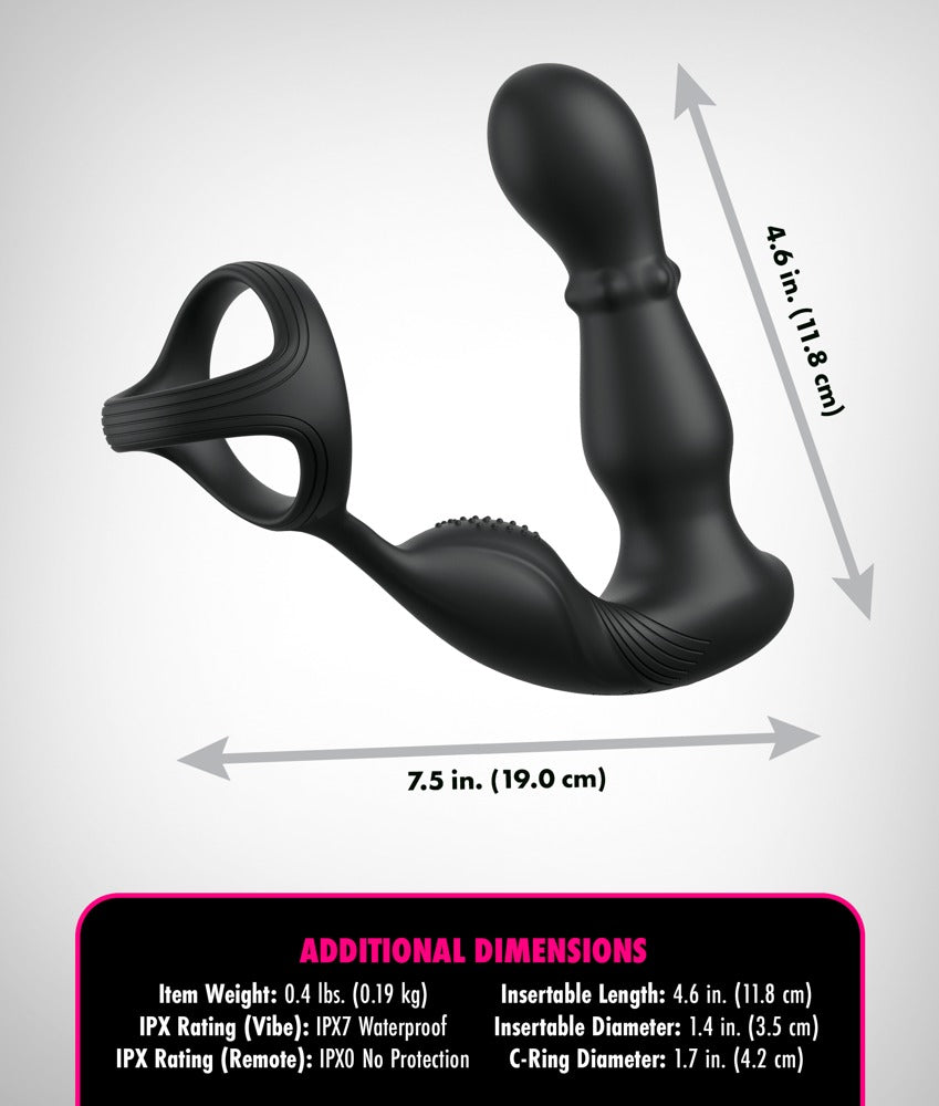 Ass-Gasm Slide&Glide Perlenmassage-Analvibrator mit einem Perineum-Noppenstimulator &Penis-/Hodenring.