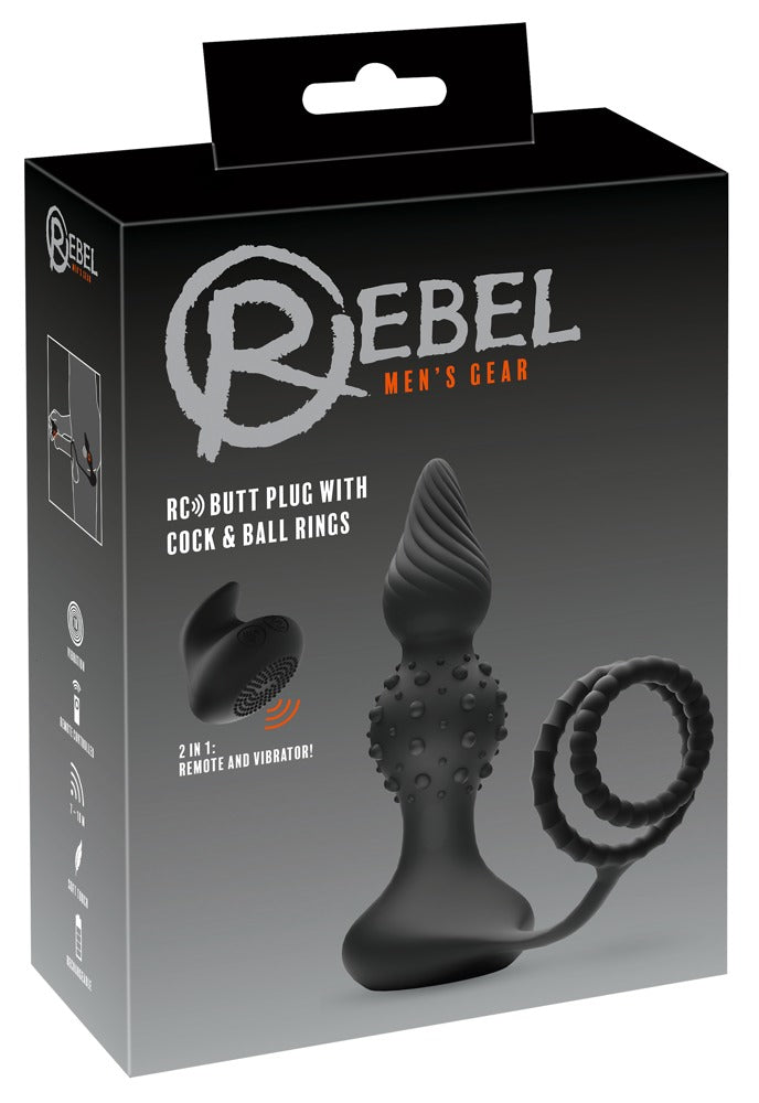 Rebel RC butt plug with cock&balls