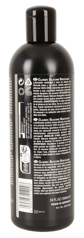 EROS Classic Silicone Bodyglide 1 Liter – Silikonbasiertes Gleitgel | Extrem langanhaltend, latexsicher, XXL-Vorrat