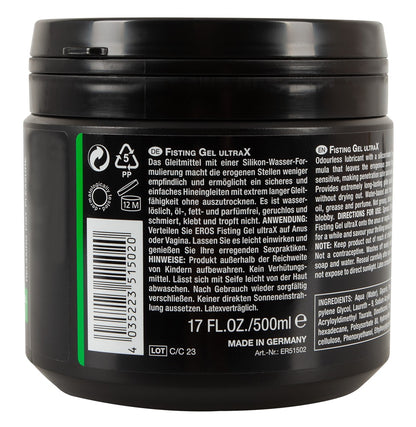 EROS Fisting Gel UltraX    – 500 ml | Gleitgel mit Silikon-Wasser-Formel, extrem lang gleitfähig, geruchlos & latexverträglich