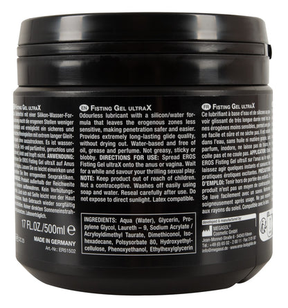EROS Fisting Gel UltraX    – 500 ml | Gleitgel mit Silikon-Wasser-Formel, extrem lang gleitfähig, geruchlos & latexverträglich