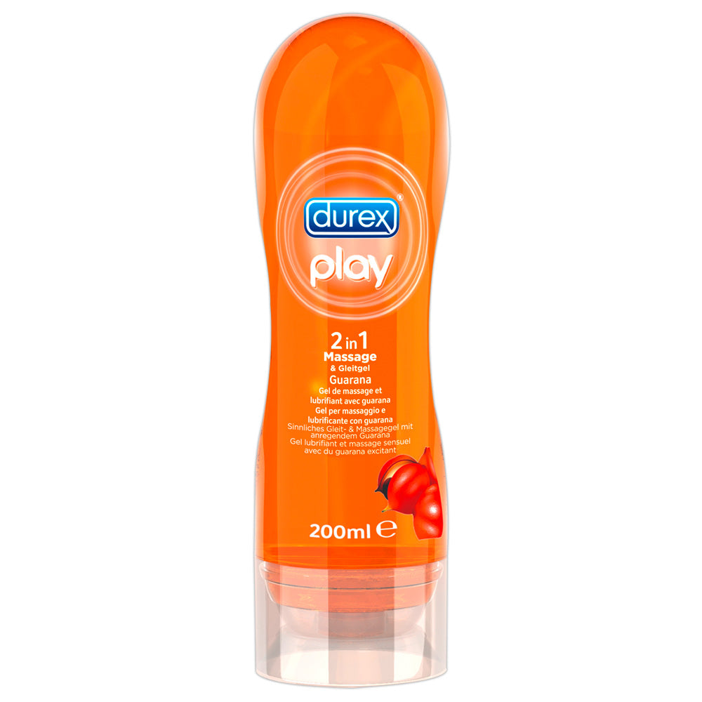 Durex Play Massage-Gel 2-in-1 Guarana – 200 ml | Gleit- & Massagegel mit stimulierendem Guarana-Extrakt, wasserbasiert