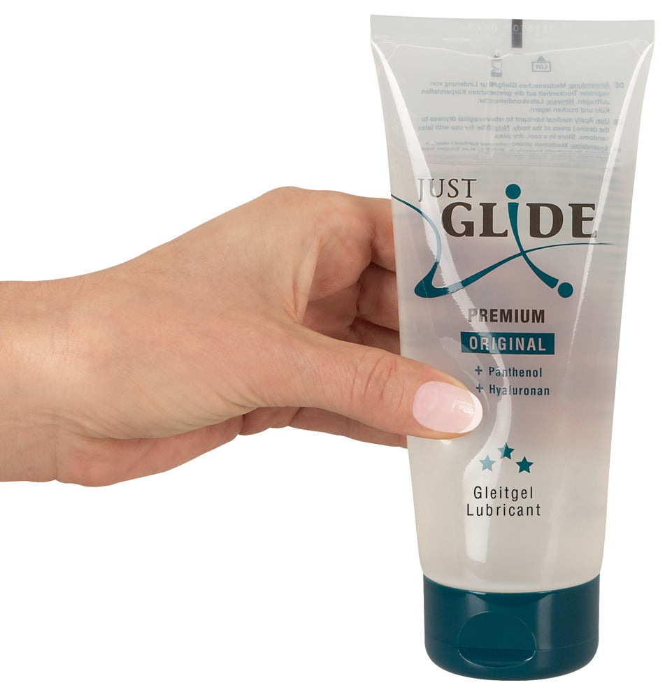 Just Glide Premium Gleitgel 200 ml – Wasserbasiert mit Hyaluron & Panthenol | Latexkondomsicher & vegan