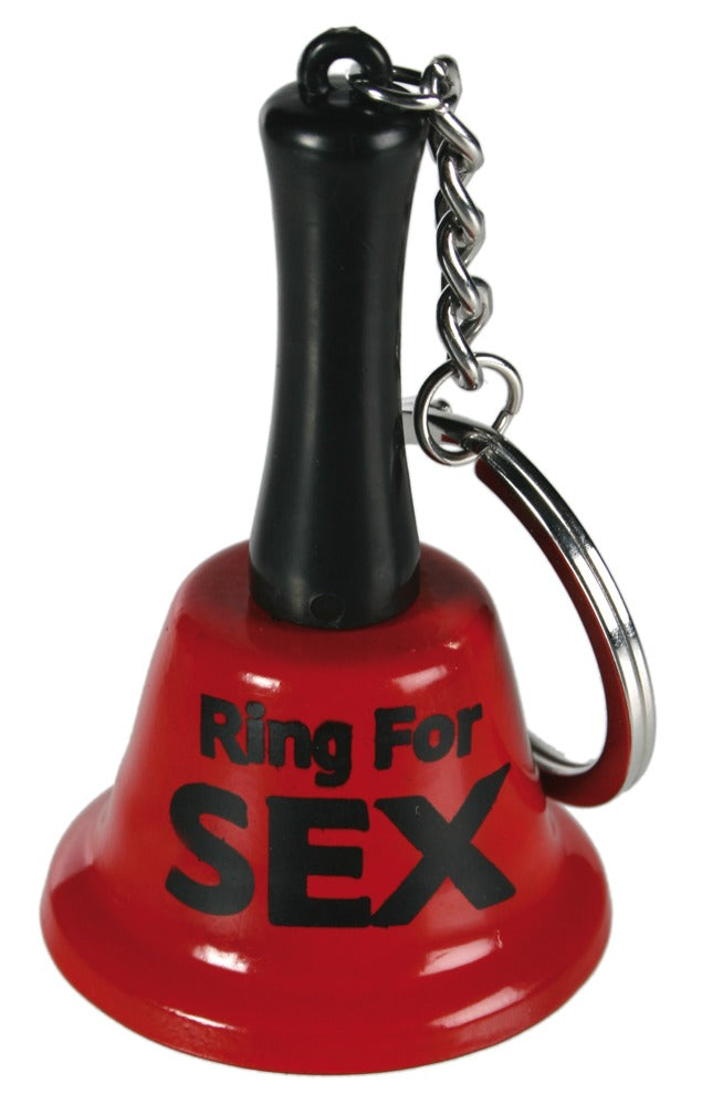 Schlüsselanhänger Ring for Sex mit roter Glocke aus Metall