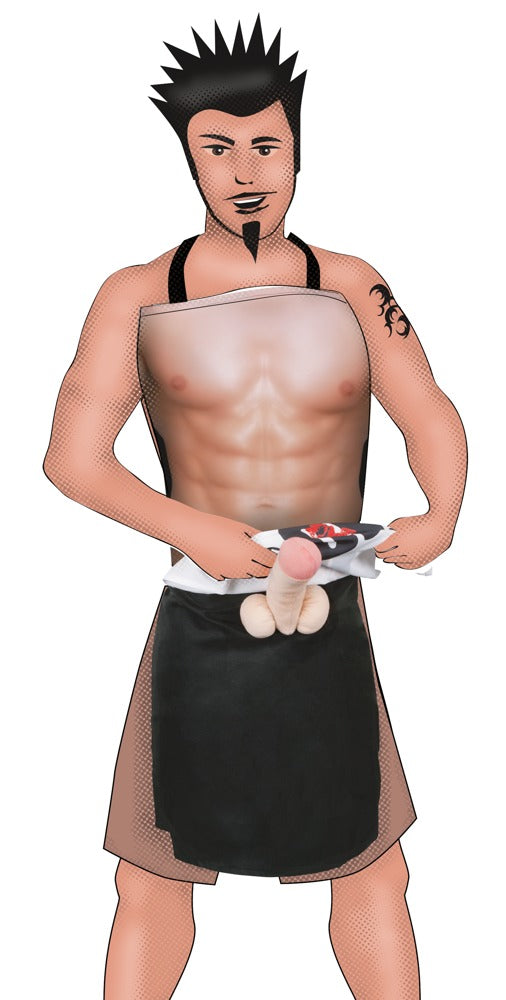 Küchenschürze mit Plüschpenis als witzige Geschenkidee