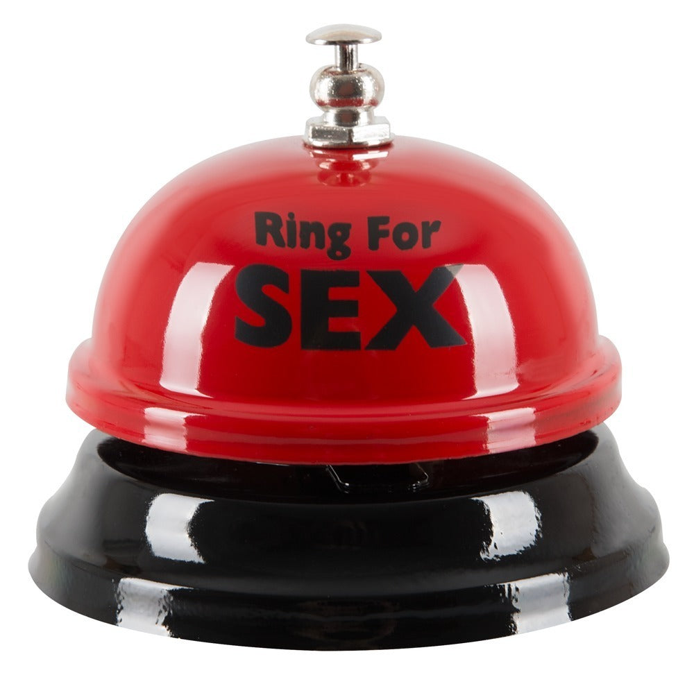 Ring for Sex Klingel in Rot mit schwarzem Aufdruck aus Metall