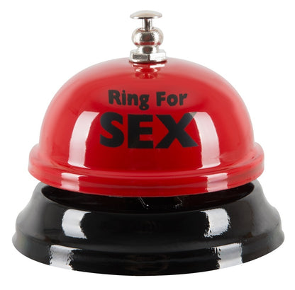 Ring for Sex Klingel in Rot mit schwarzem Aufdruck aus Metall
