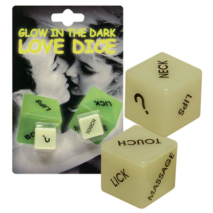 Glow in the Dark Love Dice – Erotisches Würfelspiel im 2er Set | Leuchtende Liebeswürfel fürs Vorspiel