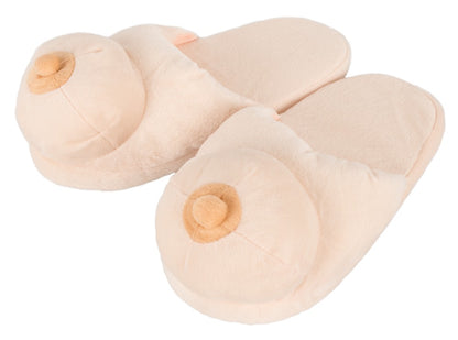 Plüsch-Hausschuhe Busen mit Brüsten und Nippeln auf der Spitze