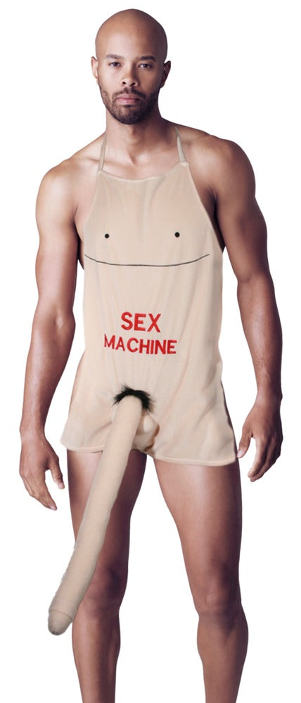 Schürze Sex Machine mit 52 cm Plüsch-Penis und rotem Aufdruck