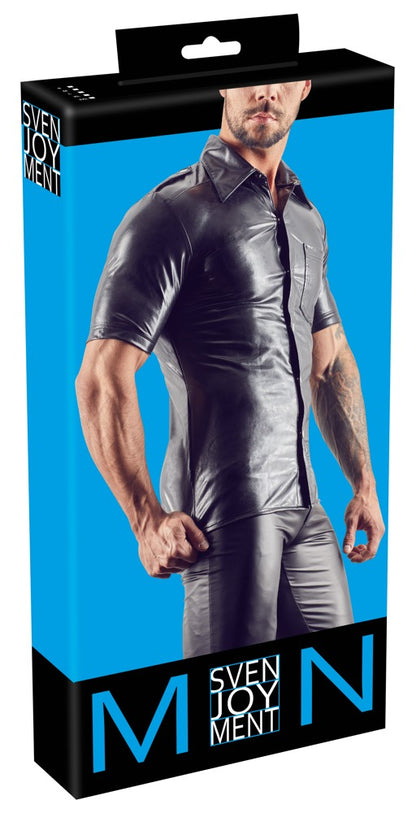 Lederimitat Herren Hemd L