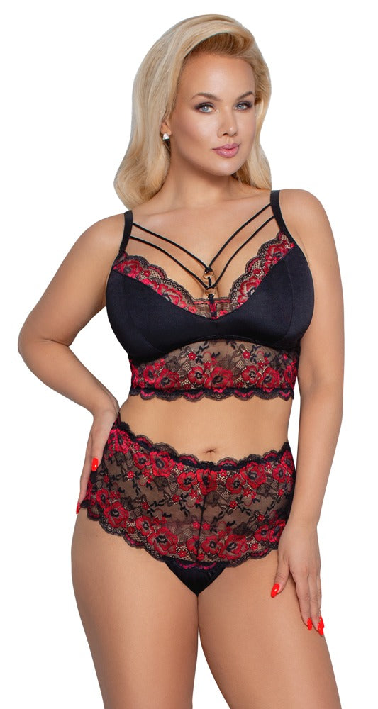 BH und Slip schwarz/rot 4XL