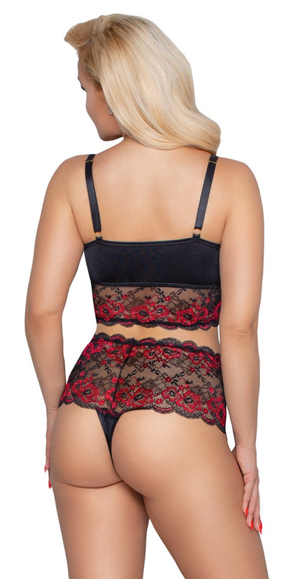 BH und Slip schwarz/rot 4XL