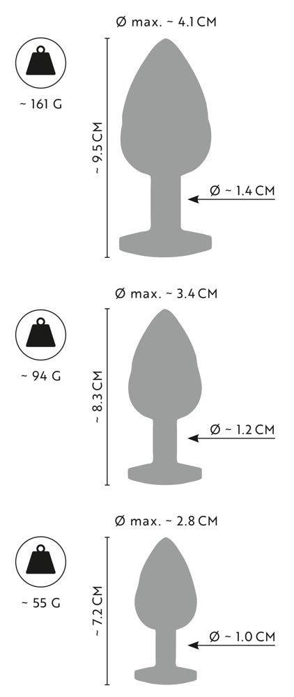 ANOS 3 Metall-Plugs  Metal Butt Plug Set Diamo